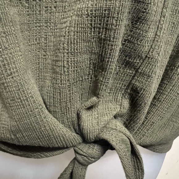 END OF SUMMER SALE!! JCrew olive green top, size large with sassy knot in front. - Picture 3 of 4